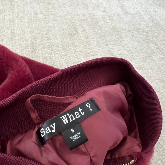 Say What Faux Fur Bomber Jacket S - Picture 2 of 10